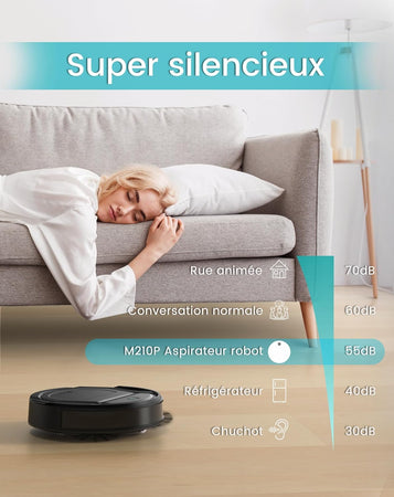 Lefant Aspirateur Robot, Robot Aspirateur Mince Silencieux Connecté avec WiFi/Bluetooth/Alexa/App